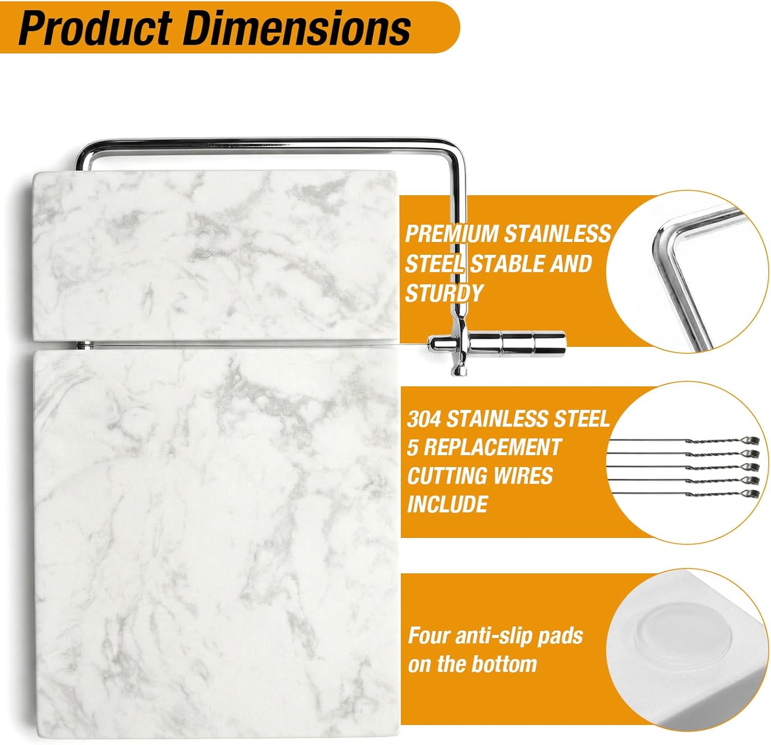 Adjustable Soap Cutter – Premium Natural Marble Soap Slicer for Handmade Soap & Candle Wax, Stainless Steel Wire for Clean Even Cuts, Ideal for Cold Process, Melt & Pour DIY Bars