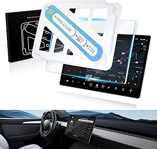 HANSSHOW Tesla Model 3/Y Tempered Glass Screen Protector with Alignment Kit 15" Center Control 9H Hardness 2.5D Edge Touch Screen with Anti-fingerprint Anti-Glare Anti-Scratch For Tesla Model 3 / Y Dashboard Touchscreen(Matte)