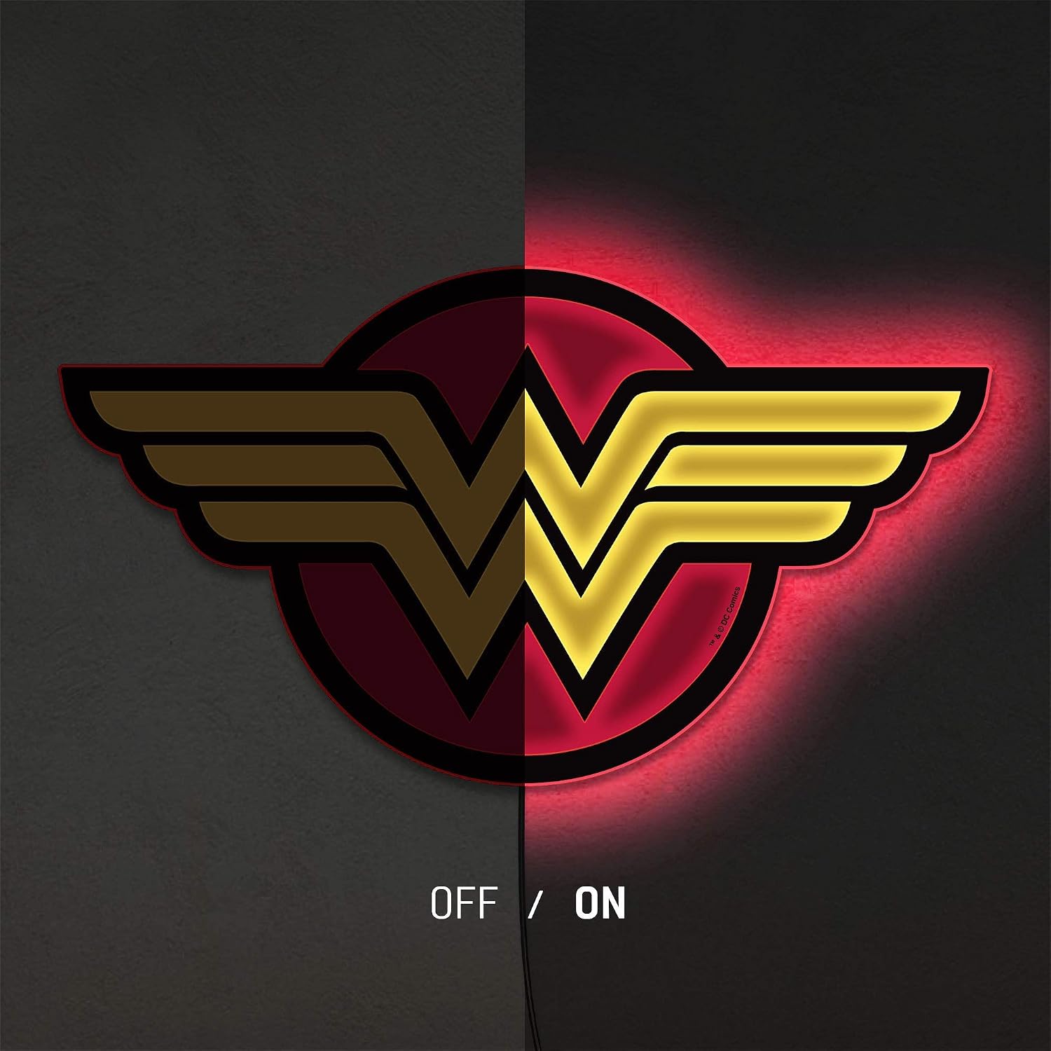 Brandlite DC Comics Wonder Woman Justice League LED Neon Style Illuminated Superhero Logo Wall Light Wonderwoman Emblem (Regular)