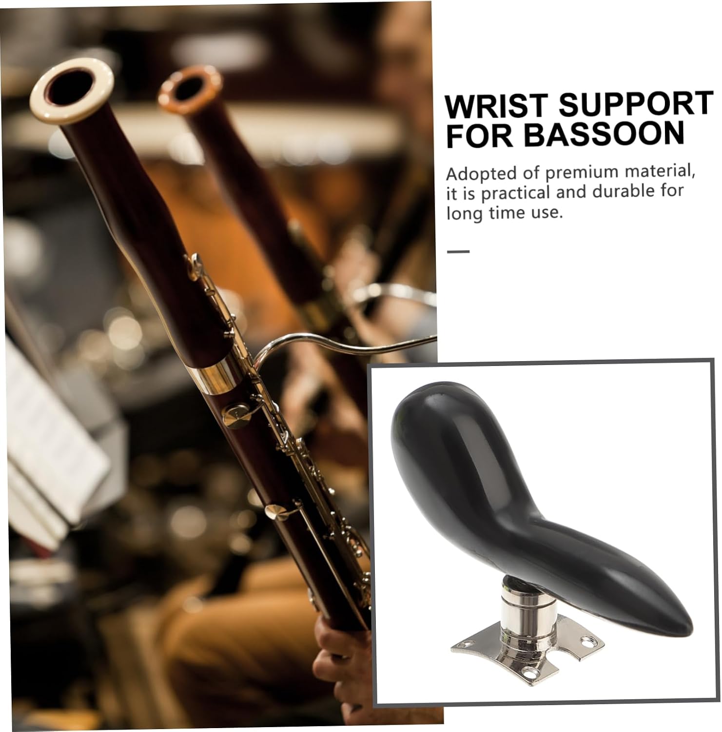 SHOWERORO 1pc Ergonomic Bassoon Wrist Rest Pad Comfortable Hand Support for Hours of Play and Design Black for Professional Musicians