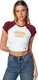 Hype & Vice Homerun Tee for Women (Small) - Arizona State University Tank Top for Women, Crop T-Shirt, College Shirts for Game Days - Maroon