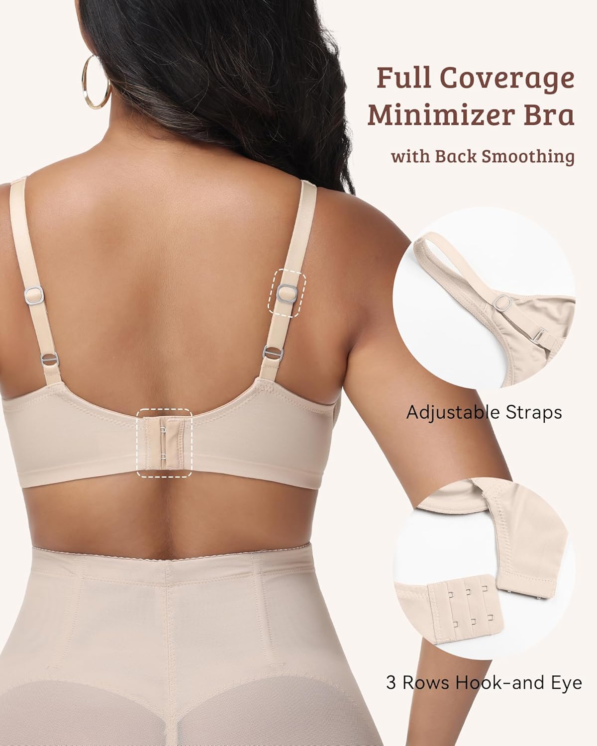 SHAPSHE Minimizer Bras for Women Enchante Full Coverage Underwire Bras Plus Size Lifting Bra for Heavy Breast - Image 3