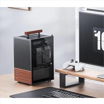 Compatible with JONSBO - T6 ITX Computer Case, 3mm Aluminum Alloy Shell + 8mm Black Walnut Solid Wood, MINI PC Handle Chassis(Silver)