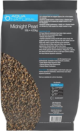 Aqua Natural Midnight Pearl 10lb Gravel Substrate for aquascaping, Aquariums, vivariums and terrariums 2-4mm, Brown, Small(Small)