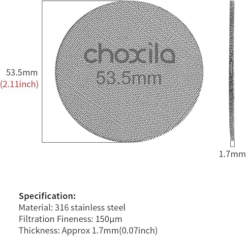 Miniatura 7 de Espresso Puck Screen choxila 1.7 Espesor 100m Filtro Finura Filtros Reutilizables Filtro de Café de Acero Inoxidable Disco Disco Disco Pantalla de