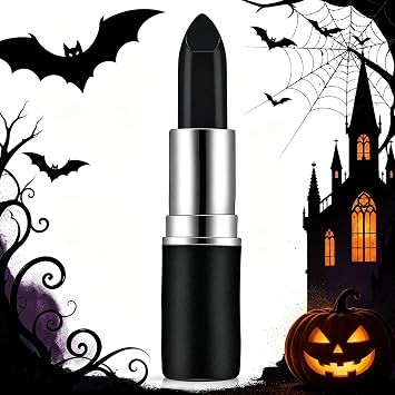 Black Lipstick Matte for Halloween Gothic Cosplay Party Makeup, Waterproof Non Transfer Velvet Long Lasting Black Lipstick, Smudge Proof Deep Shade Lip Color