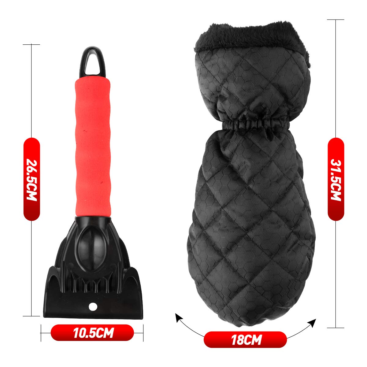 WPCUS Grattoir à Glace ? Glace ? Grattoir ? Mitaine Pare-Brise ? Neige ? Grattoir ? Mitaine ? avec ? Gant imperméable ? Doublure ? Épais ? Polaire ? Compatible avec ? Voiture ? SUV ? Camion