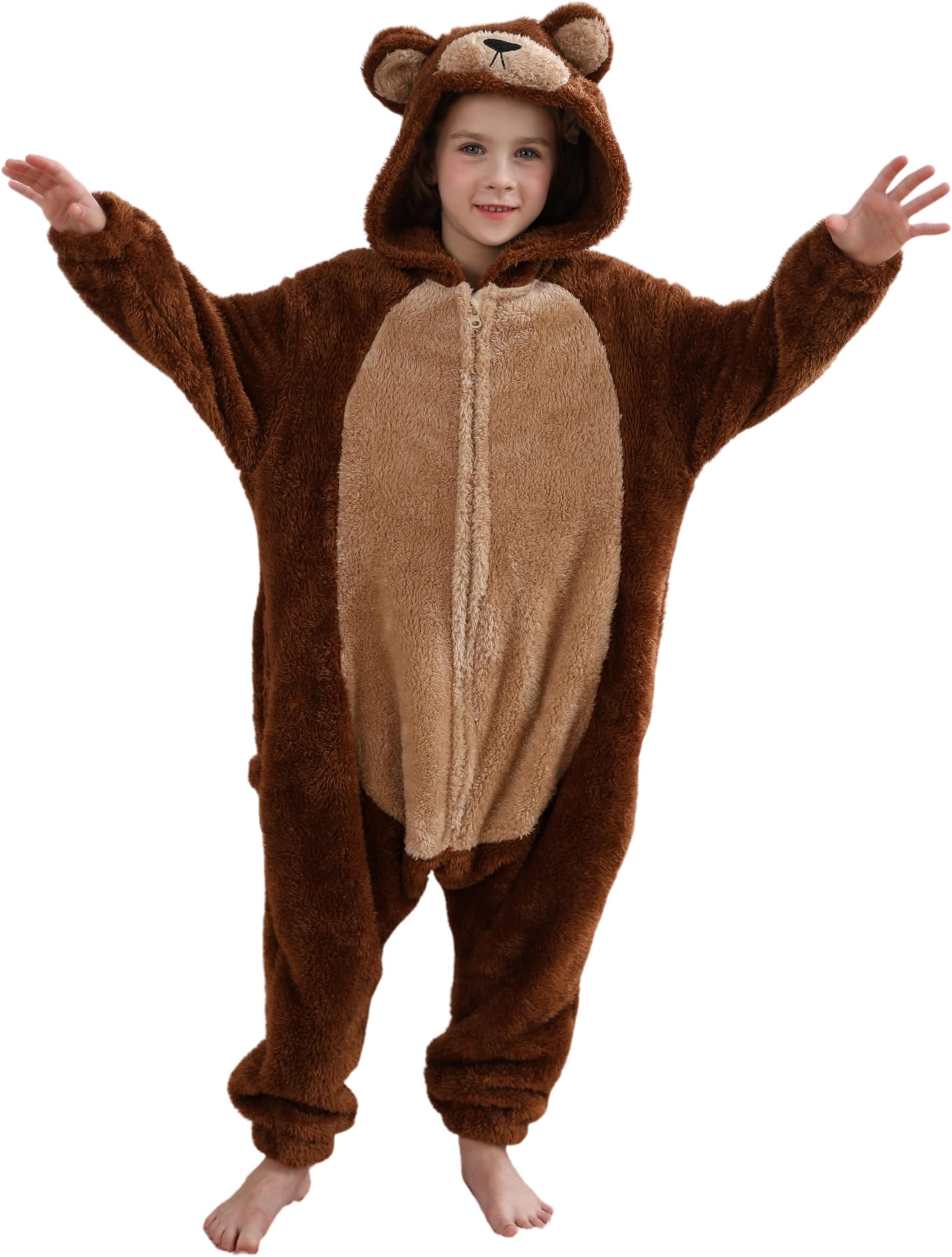 Animal Onesie Pajamas for Kids, Soft Flannel Halloween Cosplay Costume for Boys Girls