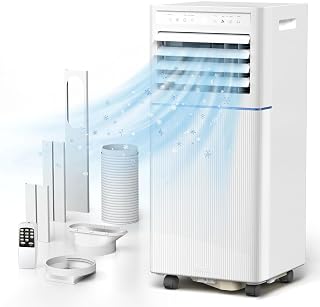 Antarctic Star 8000 BTU ASHRAE Portable Air Conditioner, 4‑in‑1 Quiet AC Unit with Dehumidifier & Fan Mode, Ultra Easy Install, Cools up to 350 Sq Ft for Bedroom, Office, Studio & Apartment