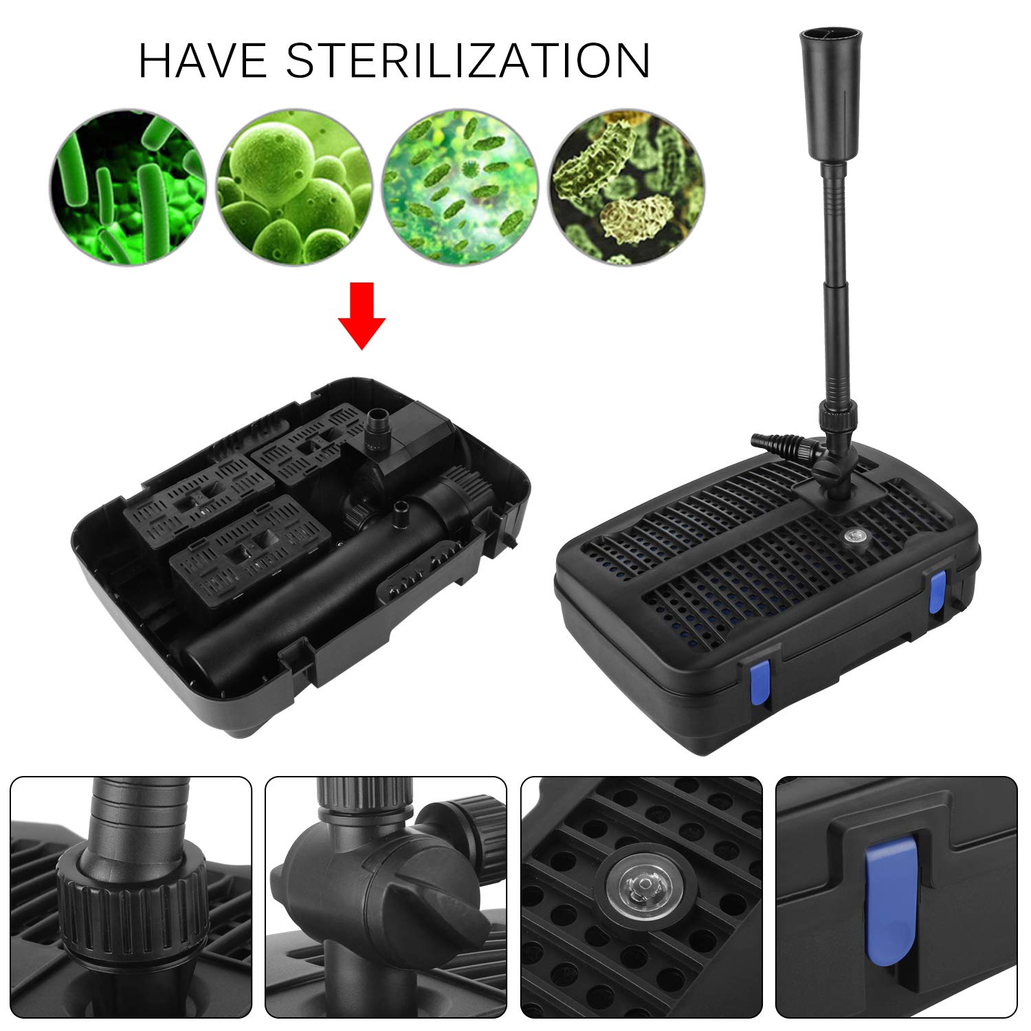Forever Speed 4 in 1 Pompa per fontana con filtro 11 W UV chiarificatore 2500 l/h cavo 10 m