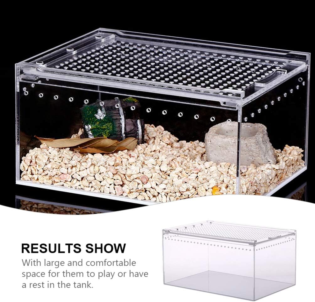 Aquarium Breeding Tank Transparent Reptile Feeding Box Clear Acrylic Terrarium Tank for Lizard Hermit Crabs Geckos Frogs Spider and Smaller Animal 30x20x15cm