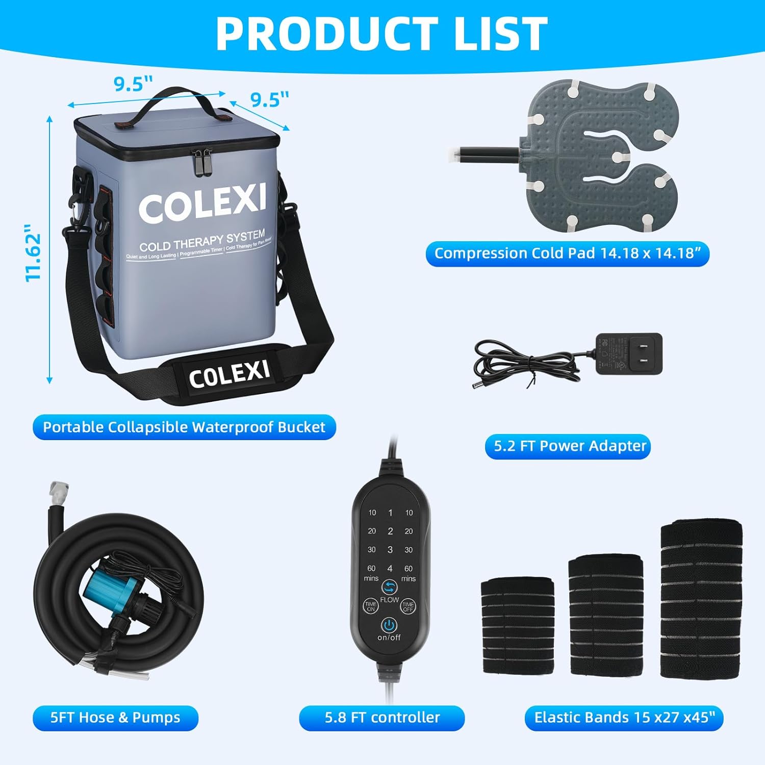 Cold Therapy Machine Programmable Timer Portable Ice Machine for Knee After Surgery Knee Replacement Recovery System, Cryotherapy Pain Relief/Compression Pad for Shoulder Hip Ankle