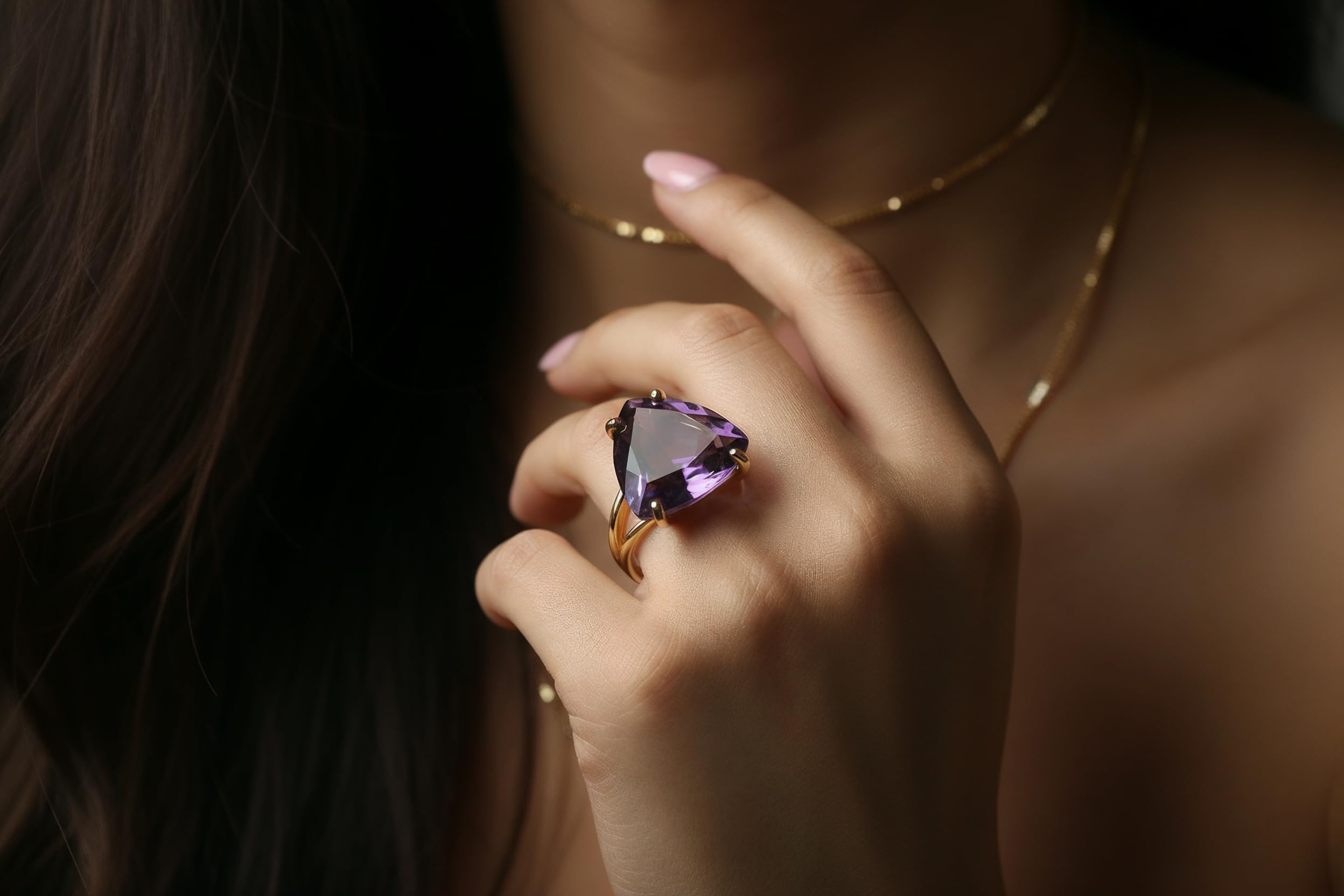 Anillo de Amatista en Plata de Ley 925 - Preciosa Piedra de Nacimiento de Febrero para Regalo de Cumpleaños, Regalos de Aniversario, Joyas de Declaración de Moda - con Caja de Regalo