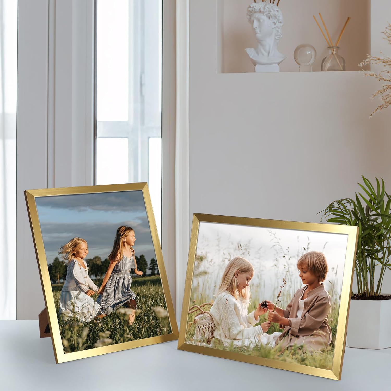 Hoikwo 18 Packs 8x10 Gold Multi Plastic Picture Frames Set with Plastic Cover for Family Photos, Artwork, Light Weight Bulk 8 by 10 Frames Pack for Wall Hanging and Table, Stylish Picture Frames