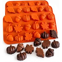 3Pack Thanksgiving Silicone Molds 3D Pumpkin Silicone Mold Fall Silicone Molds Autumn Maple Leaf Pumpkin Acornshape Thanksgiving Fall Theme Silicone Molds for Cupcake Topper Gummy Ice Cube Resin Soap