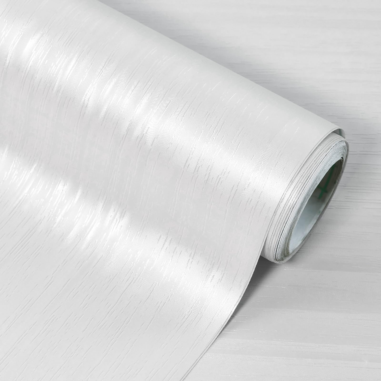 wishFIRE White Textured Peel and Stick Wallpaper 15.7"×118" Contact Paper Wood Look Wall Paper Self Adhesive Waterproof Vinyl Wallpaper for Bedroom