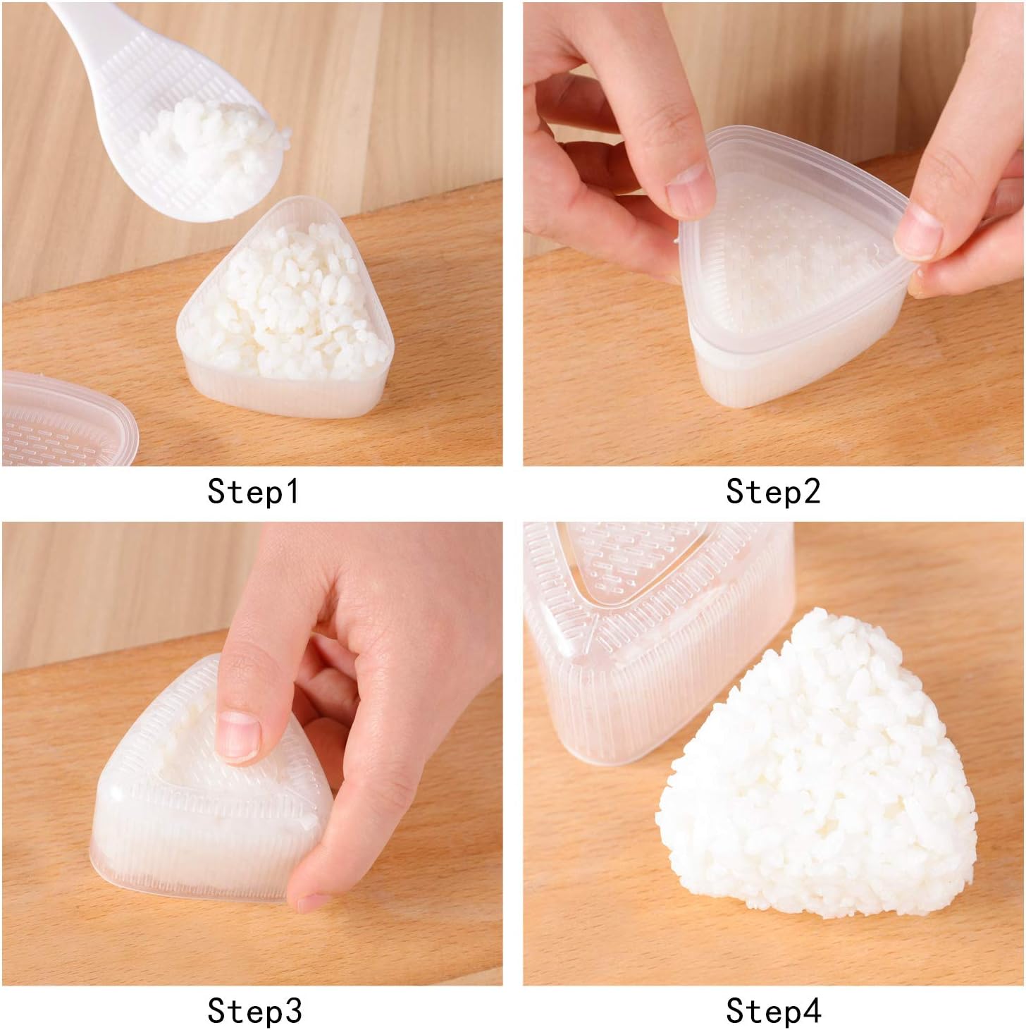 Sushi Mold Rice Ball Mold Set, Include 4 Pieces Triangle Sushi Mold 1 Piece Sushi Rice Shape Maker, 1 Piece Rice Baller Shaker with Rice Paddle