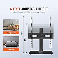 Vista 3 de VEVOR Soporte universal para TV de 32 a 55 pulgadas, soporte giratorio de altura ajustable con base de vidrio templado para dormitorio, sala de estar