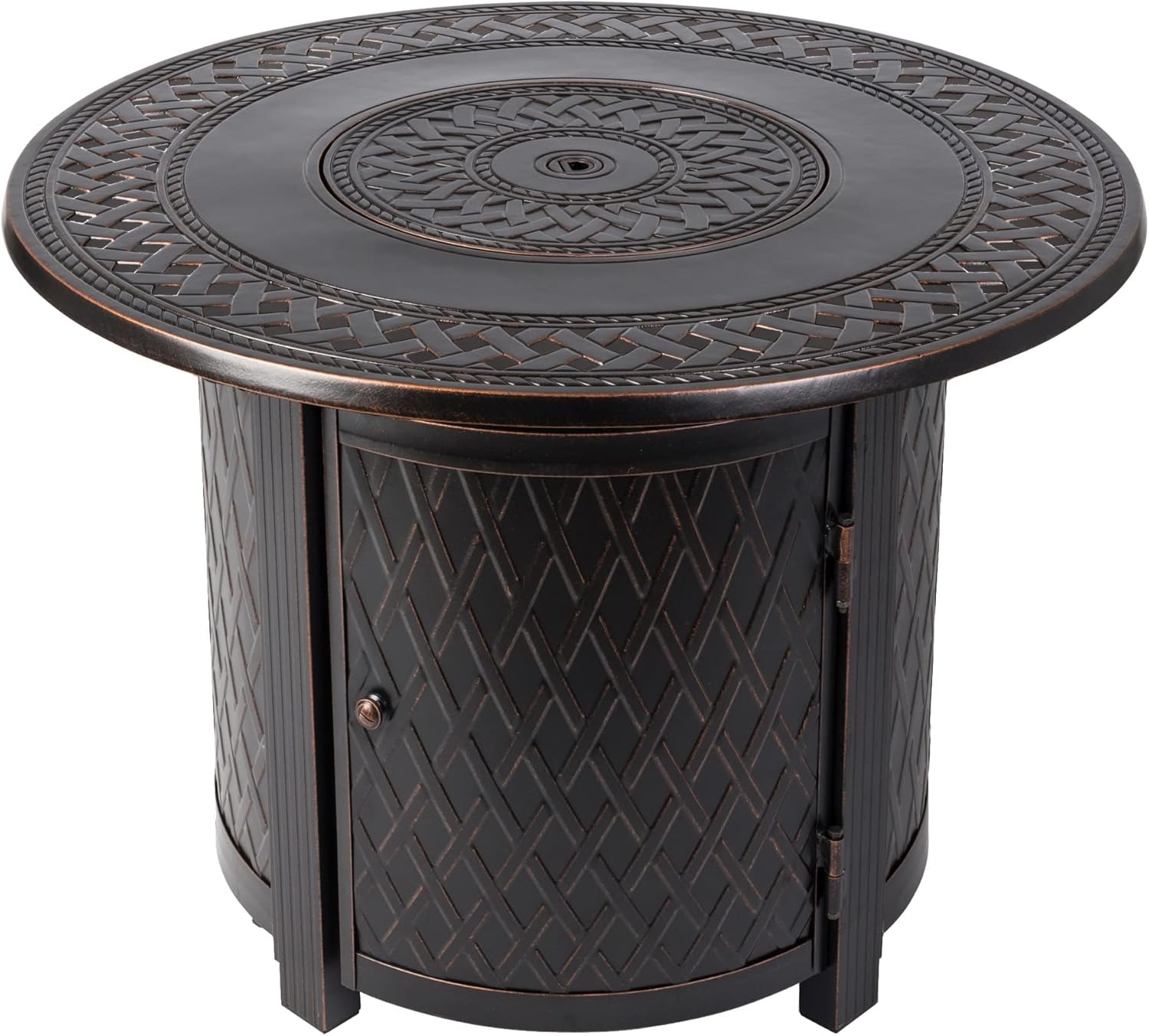 Wagner Woven Aluminum Convertible Gas Fire Pit Table 37,000 BTU Multi-Functional Outdoor with Fire Bowl Lid, Nylon Weather Cover Clear Fire Glass - Bronze Finish - Round - 33 Wagner Woven Aluminum Convertible Gas Fire Pit Table 37,000 BTU Multi-Functional Outdoor with Fire Bowl Lid, Nylon Weather Cover Clear Fire Glass - Bronze Finish - Round - 33
