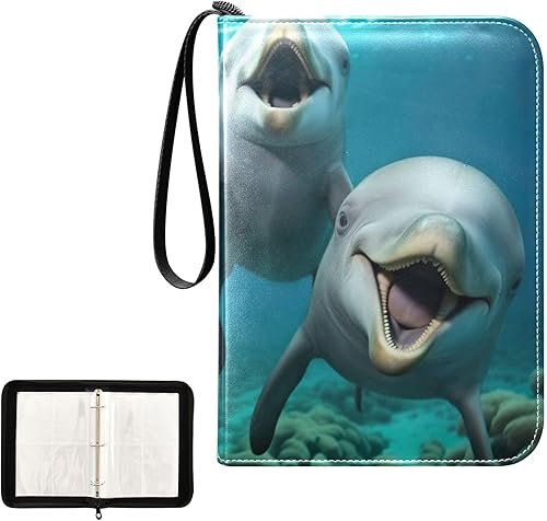 Miniatura 2 de Wassud Cute Dolphins - Carpeta de tarjetas de 4 bolsillos para 400 tarjetas de intercambio estándar, álbum impermeable para TCG, CCG, MTG, regalos