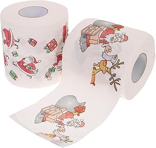 TEHAUX 2 Rolos De Papel Higiênico De Natal Impresso Toalhas De Papel Higiênico De Férias Toalhas De Papel De Polpa De Madeira Virgem Papel Higiênico Doméstico Papel Higiênico Impresso