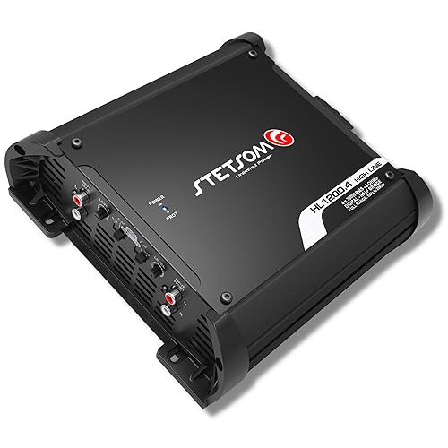 Stetsom HL 1200.4 2 ohmios estéreo multicanal amplificador de audio para coche, HL1200.4 1.2K vatios RMS, 4 canales, 2 estable de rango completo HD