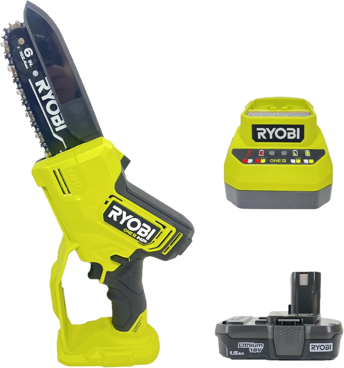 RYOBI ONE+ HP 18V Brushless 6 in. Compact Pruning Mini Chainsaw Kit with Battery and Charger (Bulk Packaged)