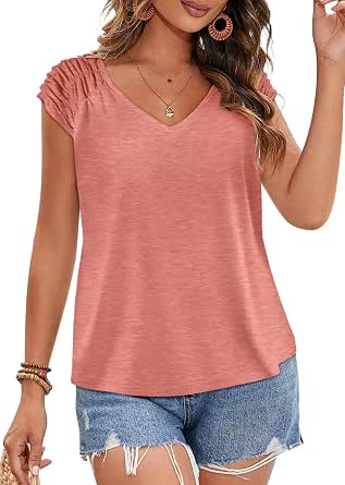 Bliwov 3 Pack Women's Cap Sleeve Tank Tops U Neck Spring Summer Tops Casual Loose Fit Basic Tee Shirts 2024 Fashion Clothes