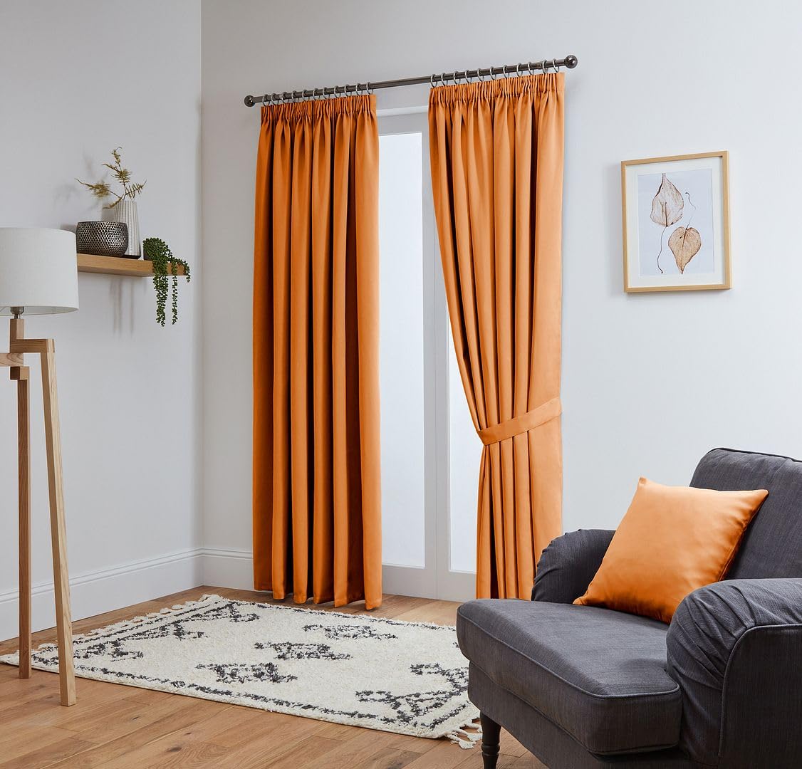 John Aird Blackout Curtains Pencil Pleat with Tie Backs (Orange,W 90" x L 72" (2 Panels) Thermal Energy Saving Curtains for Bedroom & Living Room โ image 1