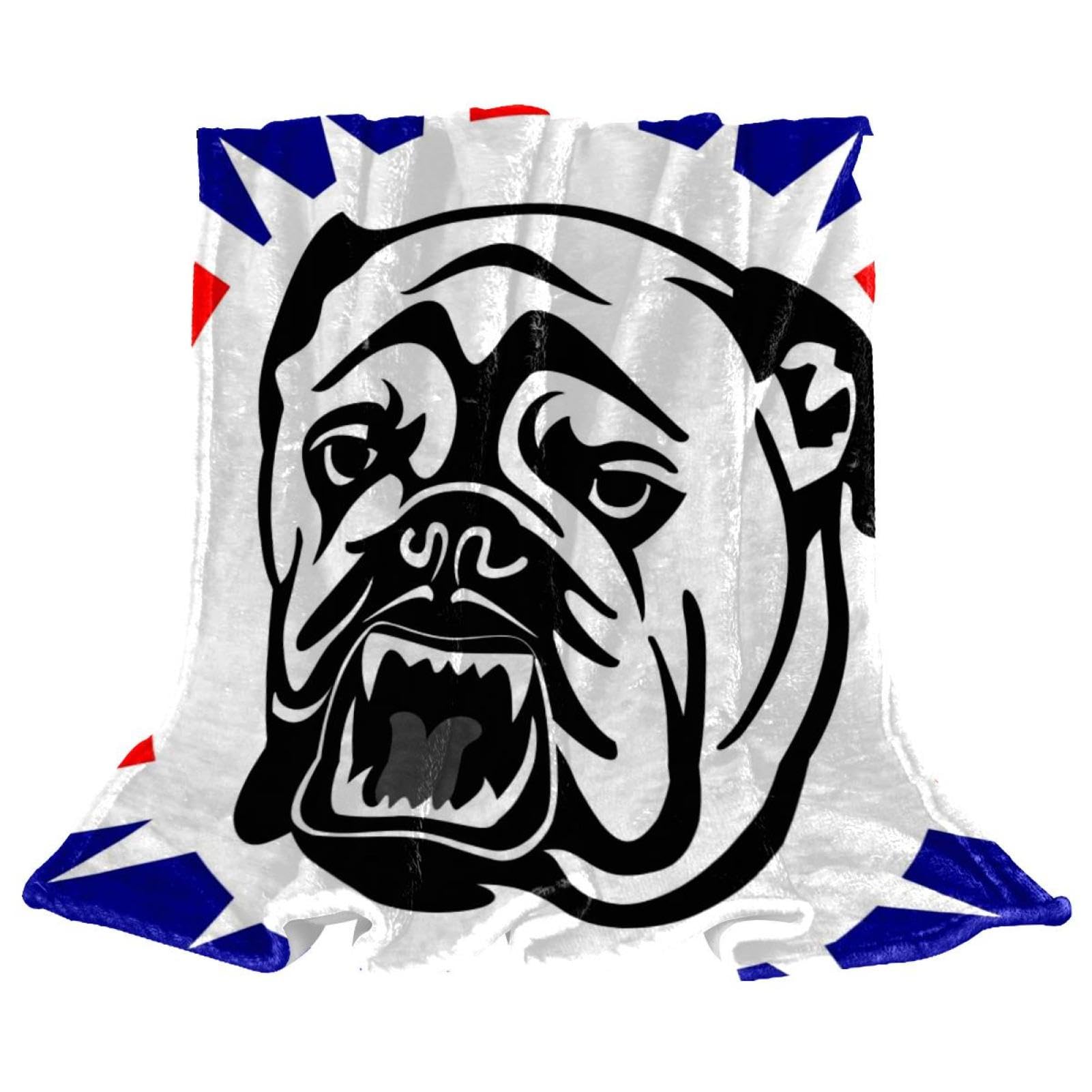 Plaid bulldog chaud et doux pour canapé couverture polaire de salon 150x100