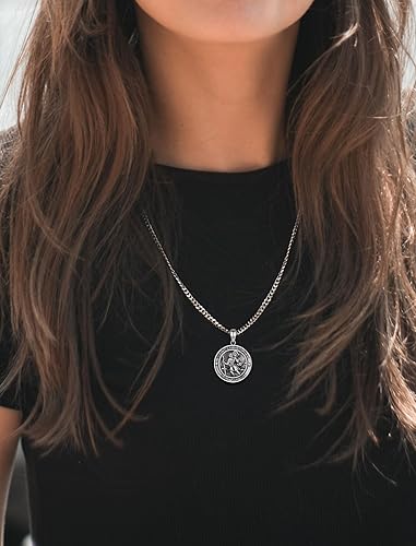 Miniatura 5 de INFUSEU Regalos religiosos únicos para hombres y mujeres, collares con colgante de San Miguel, San Cristóbal, San Benito, Virgen María