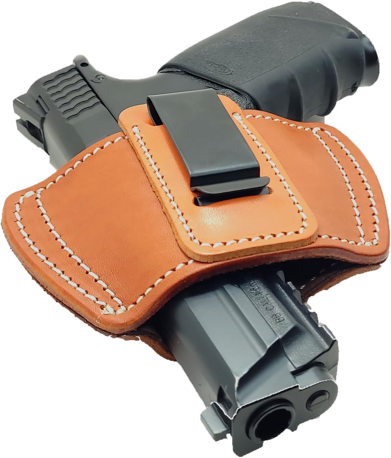 OWB & IWB Leather Gun Holster - Inner & Outside Holsters - Universal CCW Holster - Concealed Carry Holster for Glock Canik Taurus Sig M&P HK Walther Beretta Pistols - Ambidextrous Handed