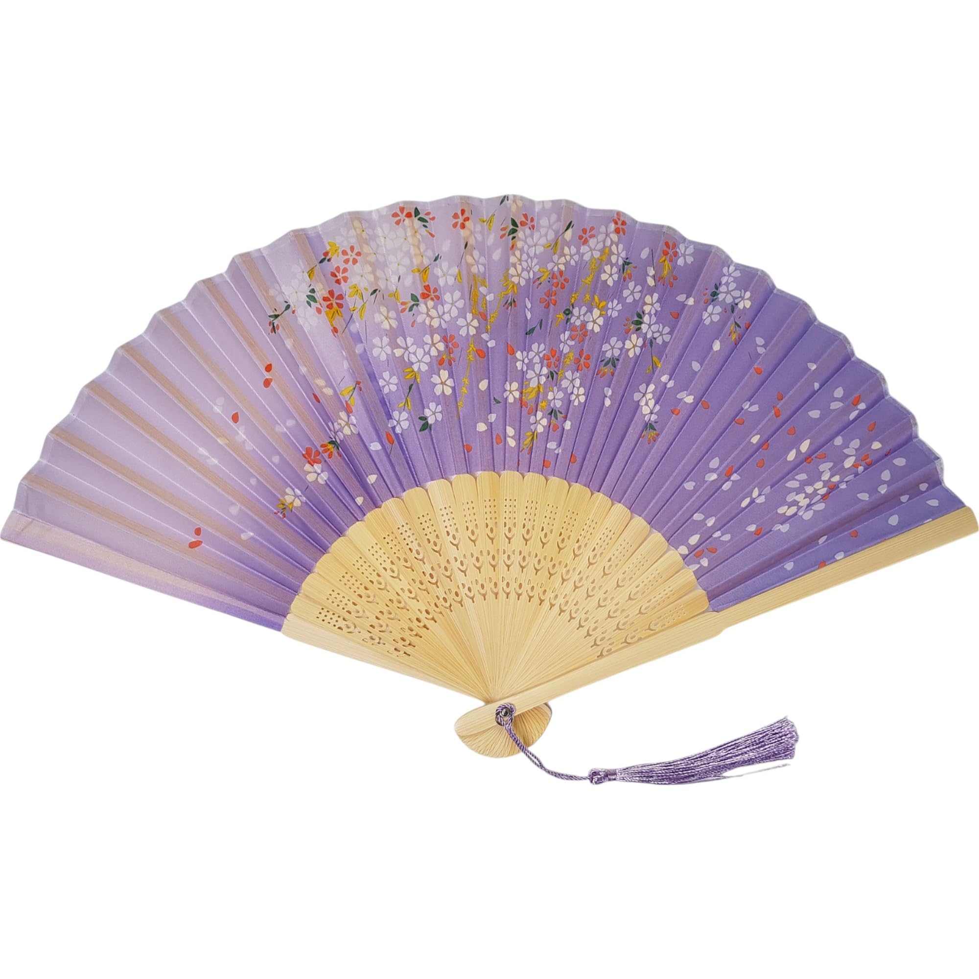 GFM® Bamboo and Silk Handheld Folding Chinese Hand Fan Wooden Wood Fans for Summer, Wedding, Party Favour etc (FLSLK-CH-36) — image 1