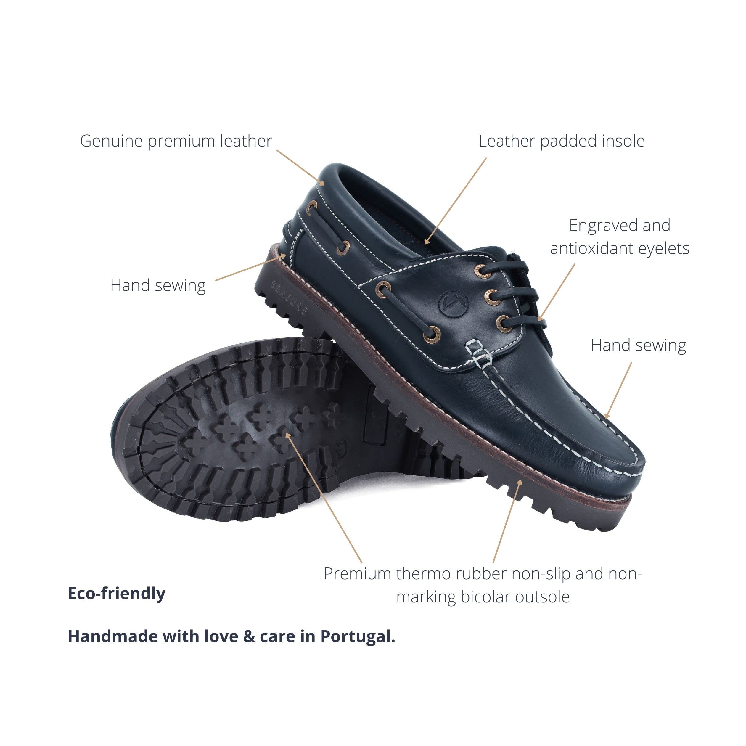Seajure Damen Bootsschuhe Lubmin Marineblau Leder