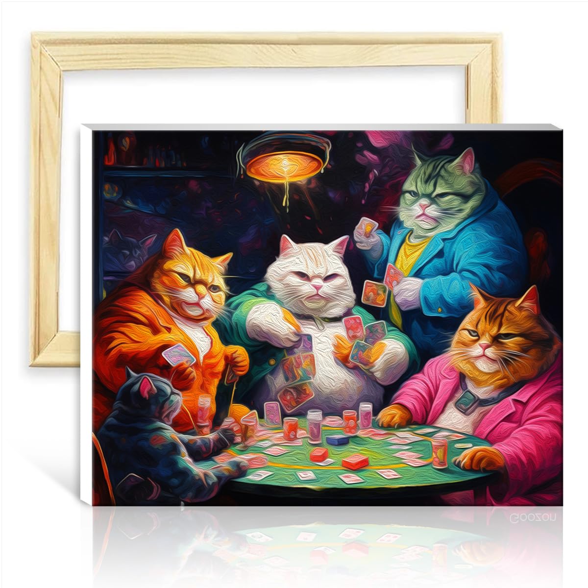 TANGFEIY Paint by Numbers Kits Cat Play Poker Kids Adults Paint with Brushes and Acrylic Pigment on Arts Crafts Project for Home with Frame(30x40cm)