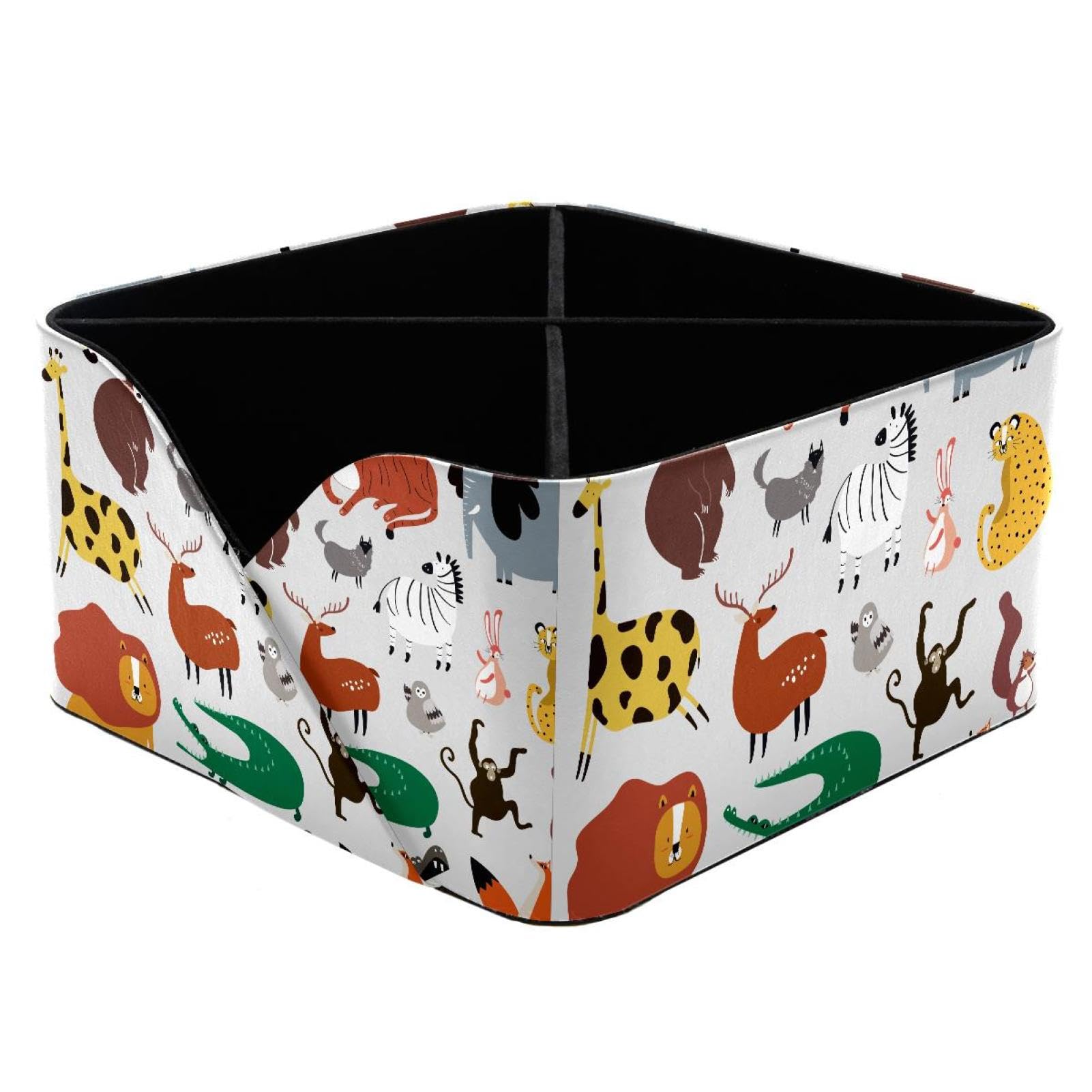 KengjuTesu Animals Crocodile Fox Desktop Organizer Pen Holder, Rectangular Pencil Cup for Office, Study and Makeup Stations