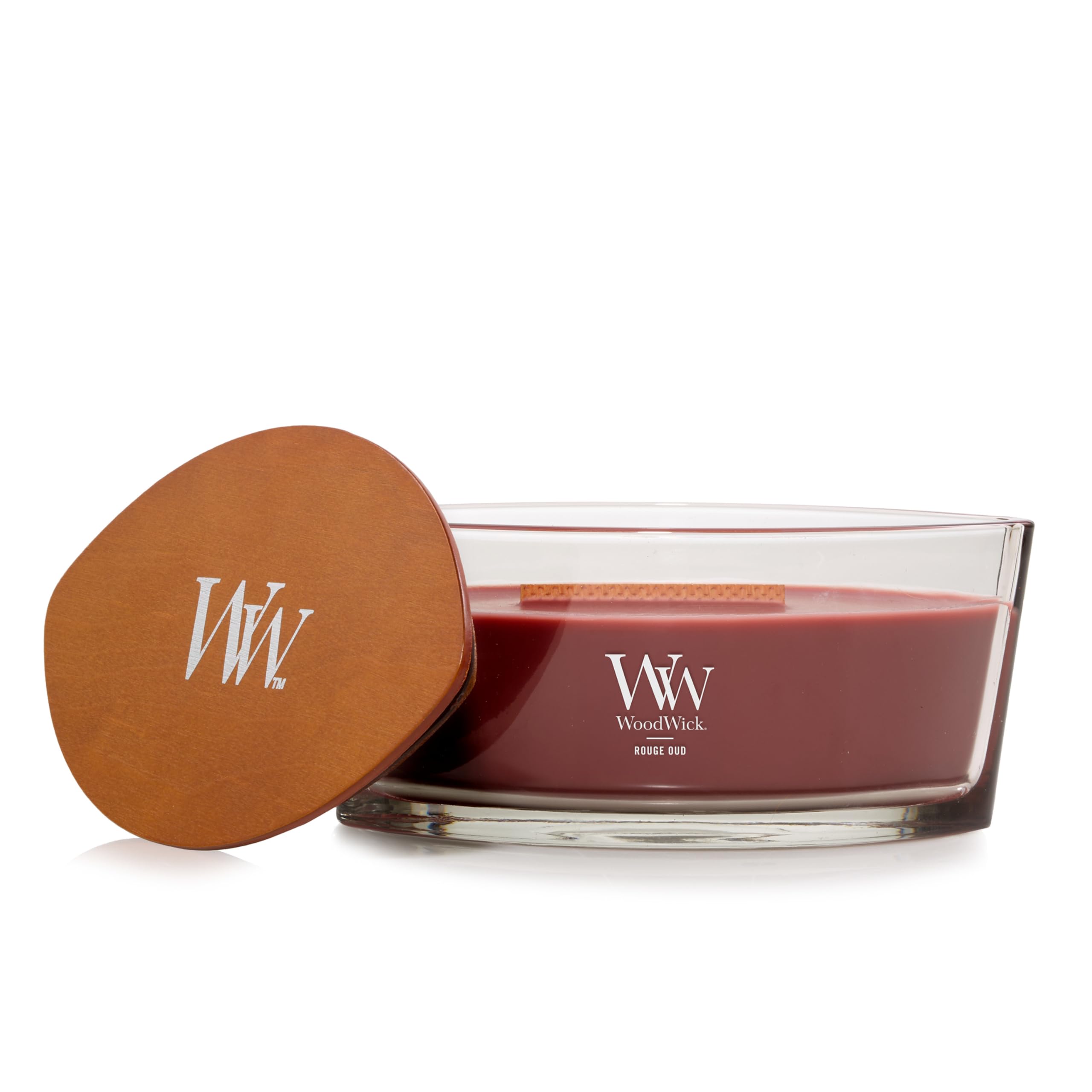 WoodWick Vela Perfumada con Mecha Crepitante | Vela Elipse Rouge Oud | Velas de Larga Duración: Hasta 50 horas de duración | Regalos perfectos para mujeres