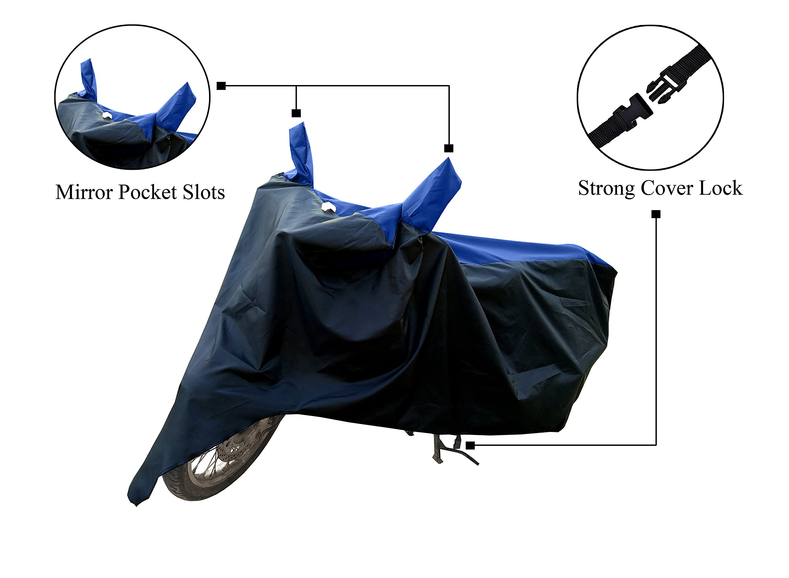 RS GROUP - TVS Phoenix 125 Bike Cover Along with Water-Resistant and Dust Proof Premium 190T Fabric_(Blue & Black)_A Best Cover for TVS Phoenix 125
