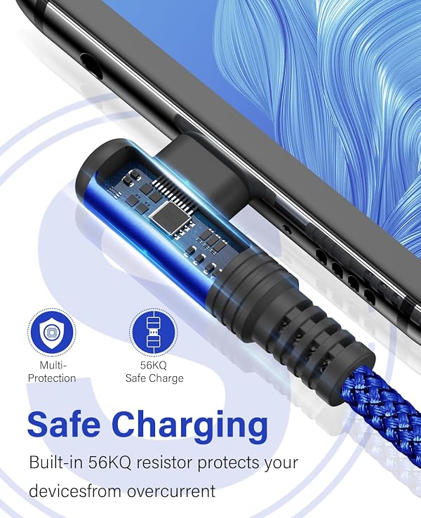 USB to USB C Cable 3.3ft 2-Pack 3.1A Fast Charging Right Angle CarPlay Cord by sweguard - Used condition - Image 8