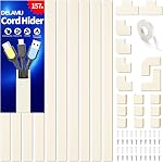 Delamu Cord Hider, 157in Couvercle de cordon, housses de cordon premium pour fils sur mur, kit de cache-câble pour les fils de cache dans la gestion de câble maison et de bureau, 10X L15.7in X W0.95in X H0.55in, blanc