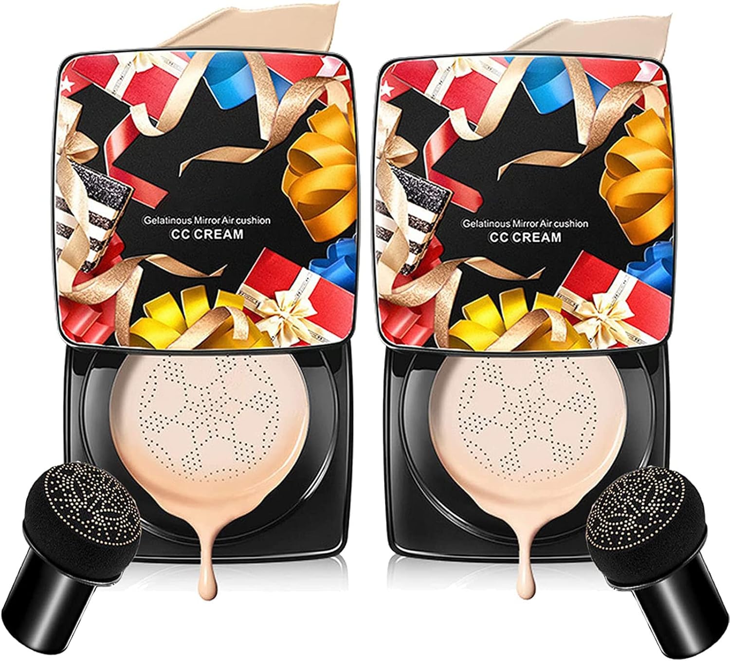 UYI Mushroom Head Air Cushion CC Cream Foundation U.Yi Refreshing Flawless Little Mushroom BB Cream UYI CC Cream Waterproof Oil Control Full Cover Foundation Natural Coverage (21#+22#)