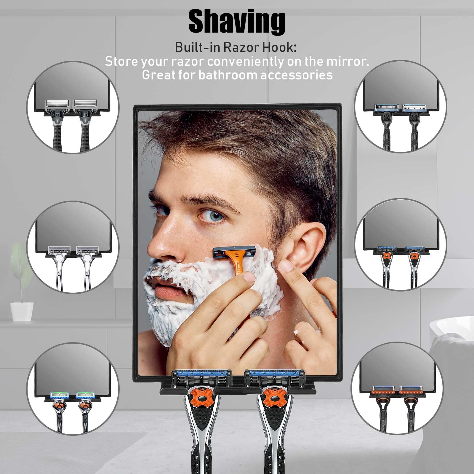 Shave in the Shower Mirror with Razor Holder -3