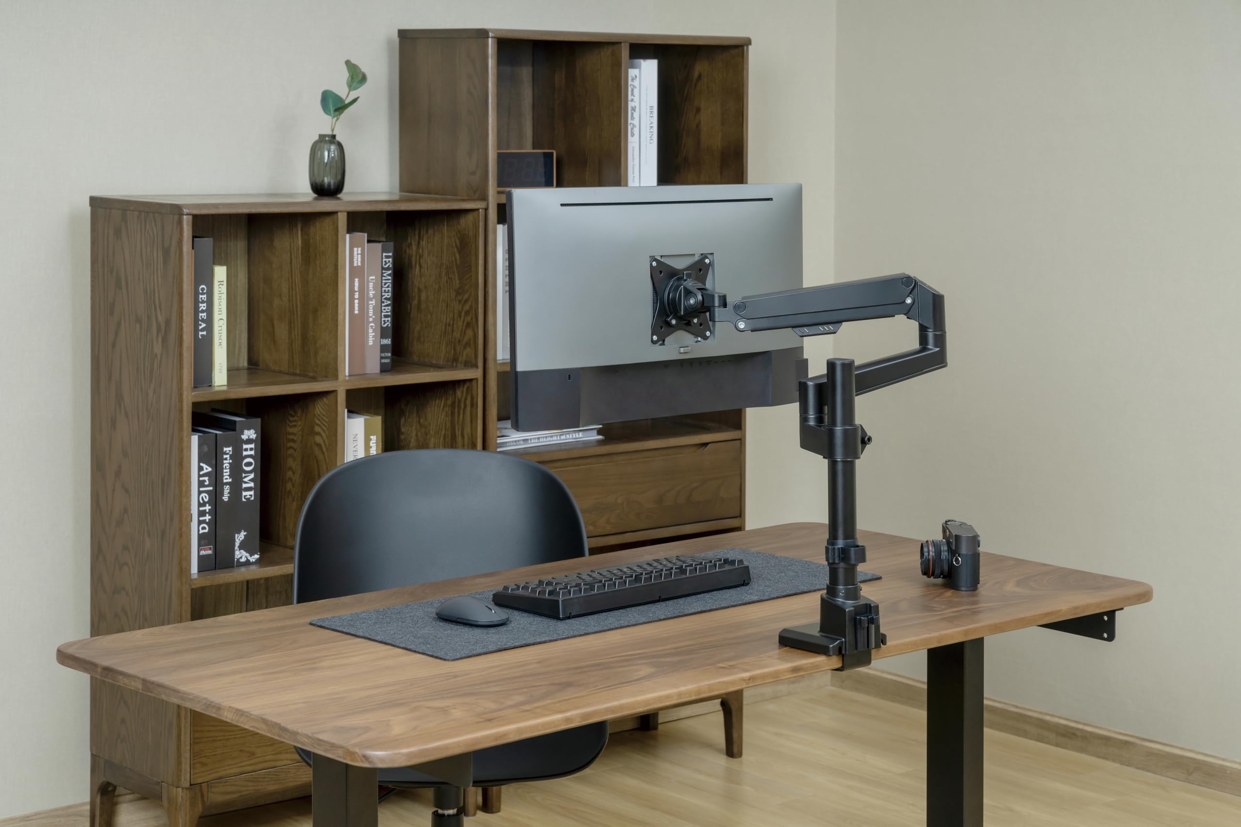 my wall HL51-1L - Supporto per monitor 1 schermo, braccio per monitor, 17-32 pollici, con molla a gas, supporto da tavolo VESA, carico fino a 7 kg
