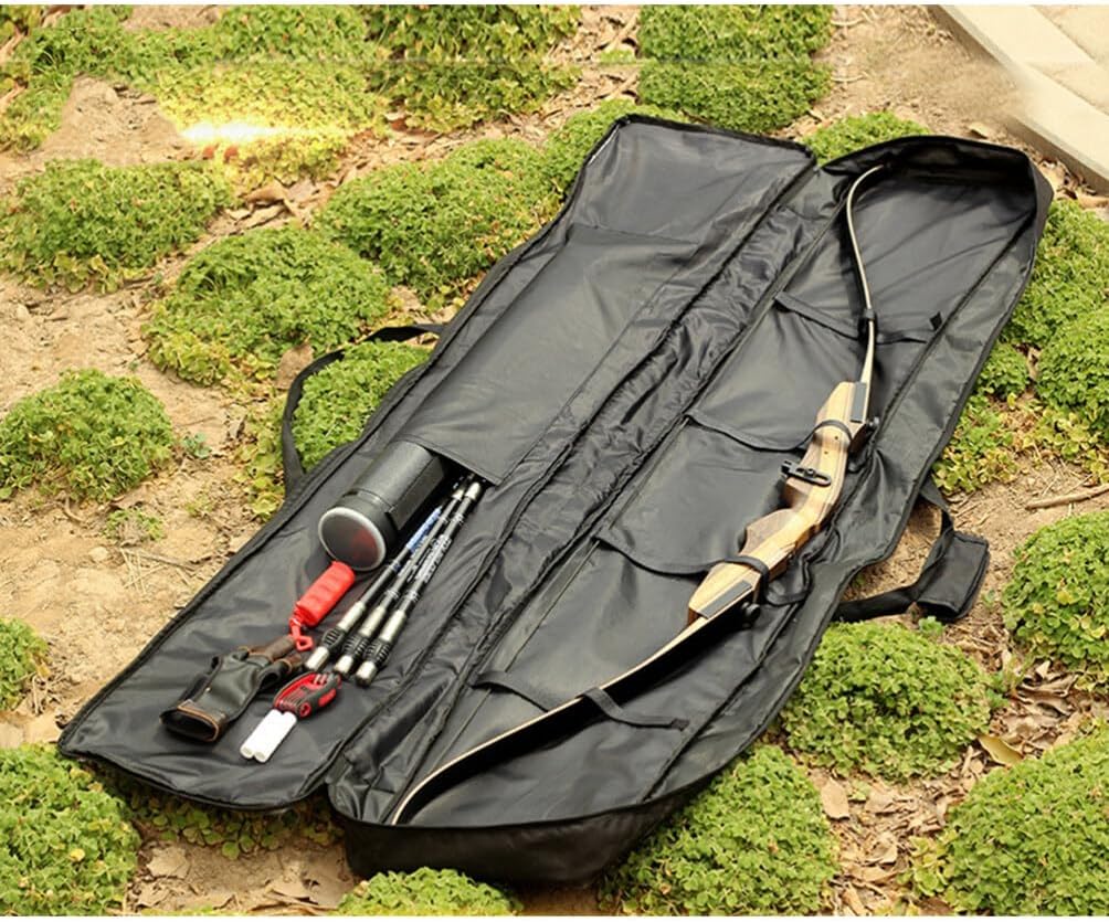 BESPORTBLE Recurve Case Large Capacity Hands Tote Wear-Resistant Handbag Storage Container Shoulder Bag for Longbow (Black)