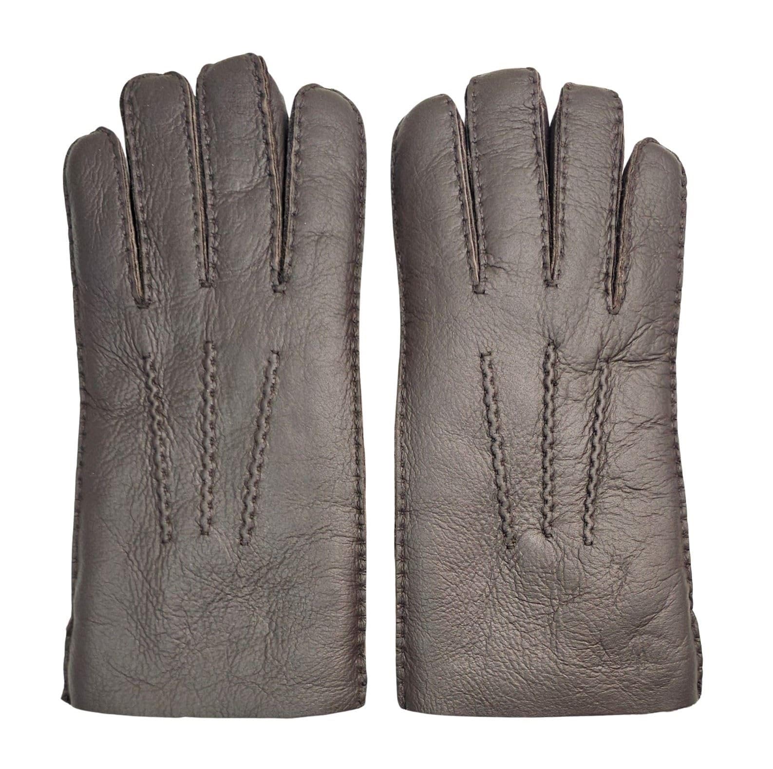 TruClothing Men's Leather Gloves - Brown - L