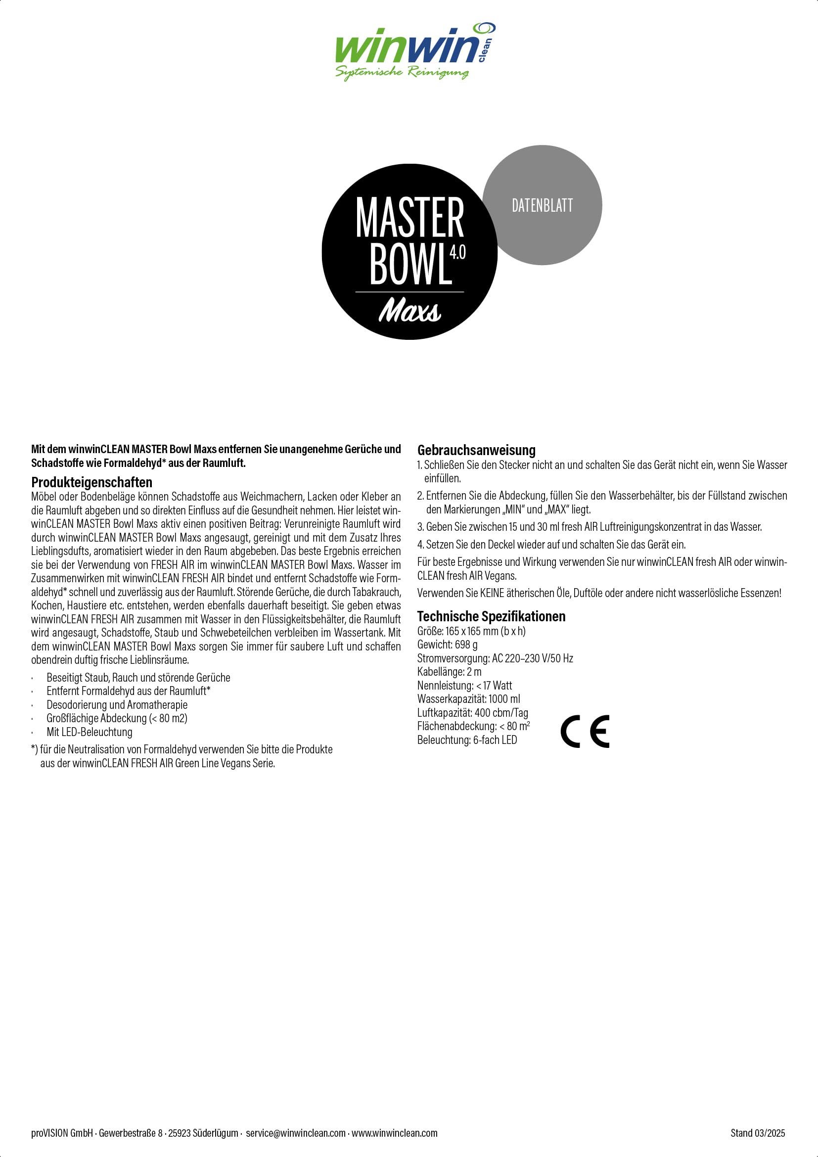 winwinCLEAN MASTER Bowl 4.0 I Luftreiniger I Air Purifier mit Wasserfilter entfernt Schadstoffe Pollen Staub Tierhaare Schimmel | Raumluftreiniger Ideal für Allergiker Asthmatiker & Sensible Atemwege