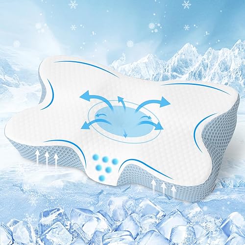 HOMFINE Funda de almohada para refrescar almohada cervical de espuma viscoelástica, azul (no almohada)