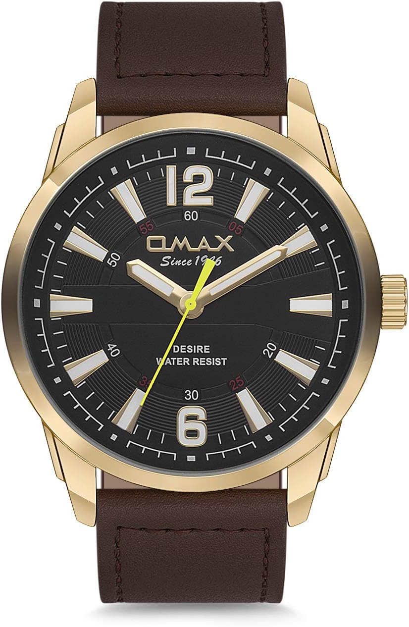 Omax Analog Men�s Watch Brand Quartz 48 MM Dial Adjustable Buckle Leather Strap Watch