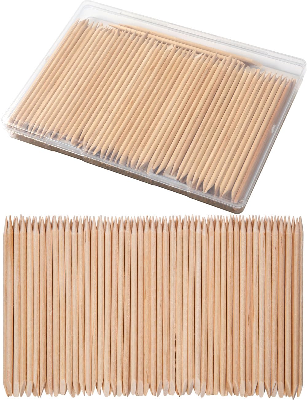 200 Pcs Orange Wood Nail Sticks Double Sided Multi Functional Cuticle Pusher Manicure Pedicure Tool for Manicure Pedicure