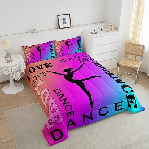 Miniatura 4 de Feelyou Juego de edredón de gimnasia Love Ballet para niñas y niños edredón decorativo de ejercicio de suelo juego de ropa de cama de atletismo rosa